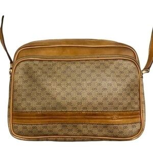 Gucci vintage mini G tan brown messenger bag unisex men & women
